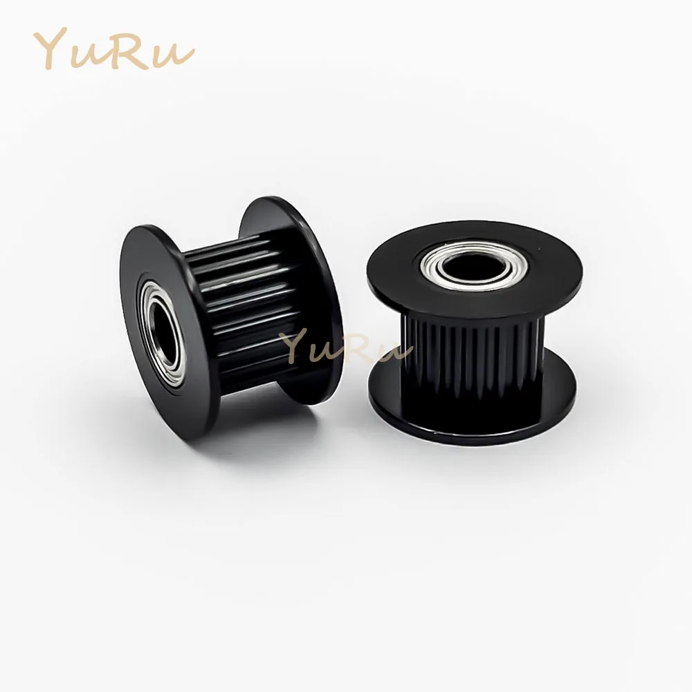 2M2GT 20Teeth Timing Pulley Bore 3/4/5/6/8mm Belt Width 6/9/10/15mm Black Idler Tensioning Wheel Open Synchronous 3D Printer