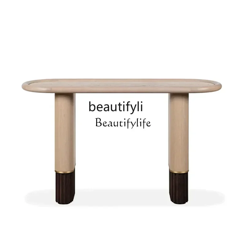

LJYItalian light luxury marble solid wood entrance table hotel clubhouse corridor end view table model room entrance platform