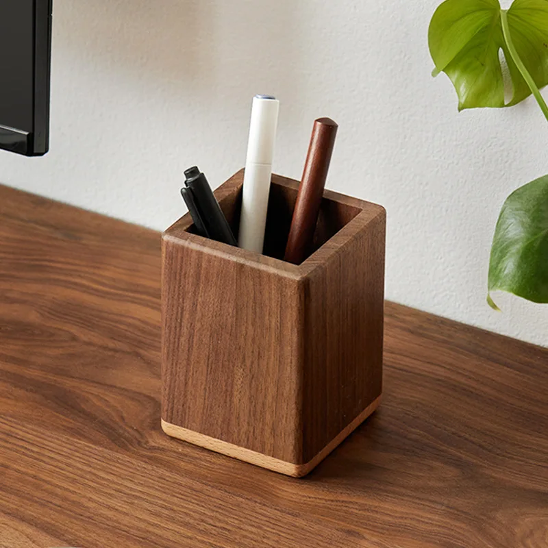 Wooden Desk Pen Holder Organizer Stationery Stand for Office School Pencil Storage Supplies Home Use view 4