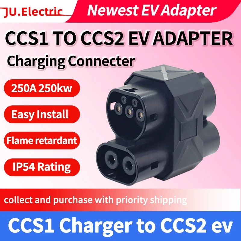 

CCS1 to CCS2 EV Charger Adapter 250A DC Electric Vehicle Charger Connecter for CCS1 Charger to CCS2 Electric Car Adapter