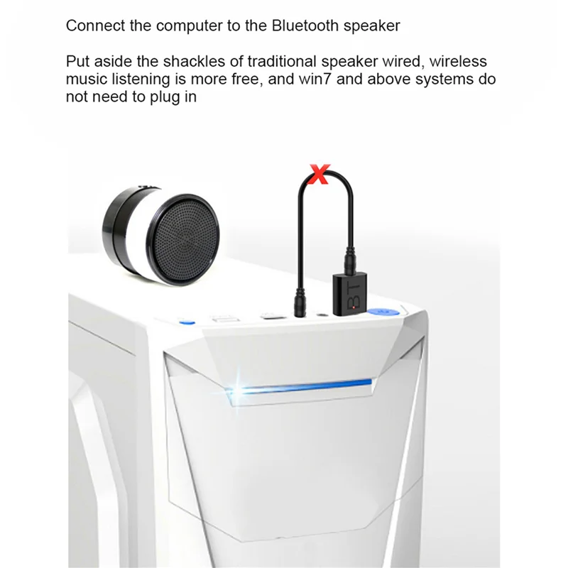 New-2X Bluetooth 5.0 передатчик приемник мини 3,5 мм разъем AUX аудио беспроводной адаптер светодиодный индикатор 2в1 автомобильный комплект USB-адаптер