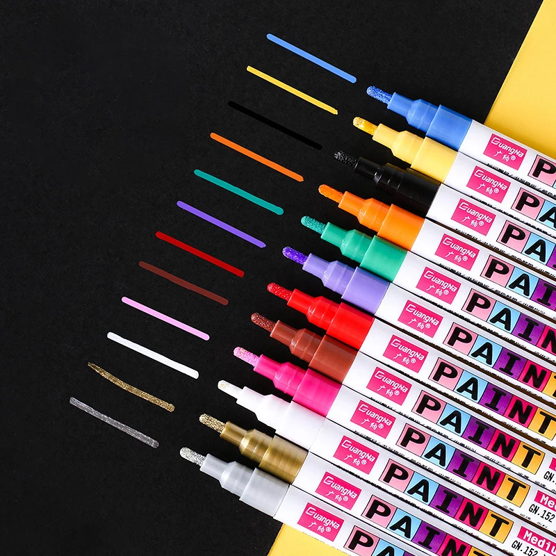 

12 Colors Graffiti Markers Sets Art Pens For Glass Wood Cad Creative DIY Drawing Car Tyre Fill Photo Album Paint Brush Supplies
