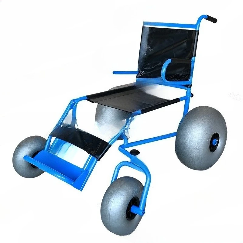 

Manual beach wheelchair, outdoor play seaside wheelchair oversized wheel hub foldable elderly scooter
