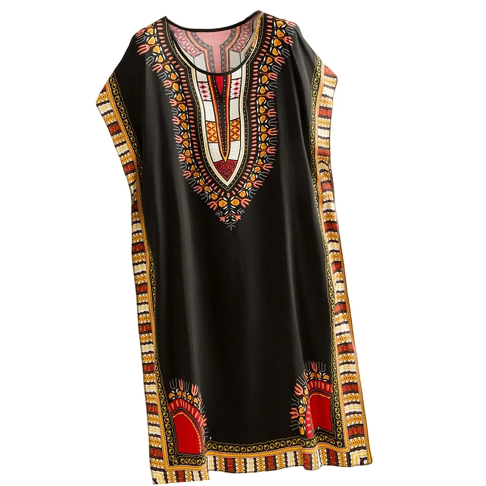 レディース ファッション ビーチ ホリデー ドレス ボヘミアン エレガント エスニック ドレス ルーズ チュニック ブルー