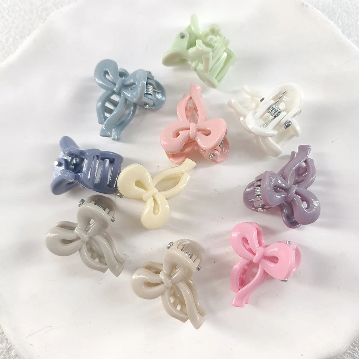 20PCS/set 2.7cm Ribbon Bow Side Clip Women\'s Macaron & Morandi Color Girls Bangs Hairpin Small Grab Clip Hair Ornament