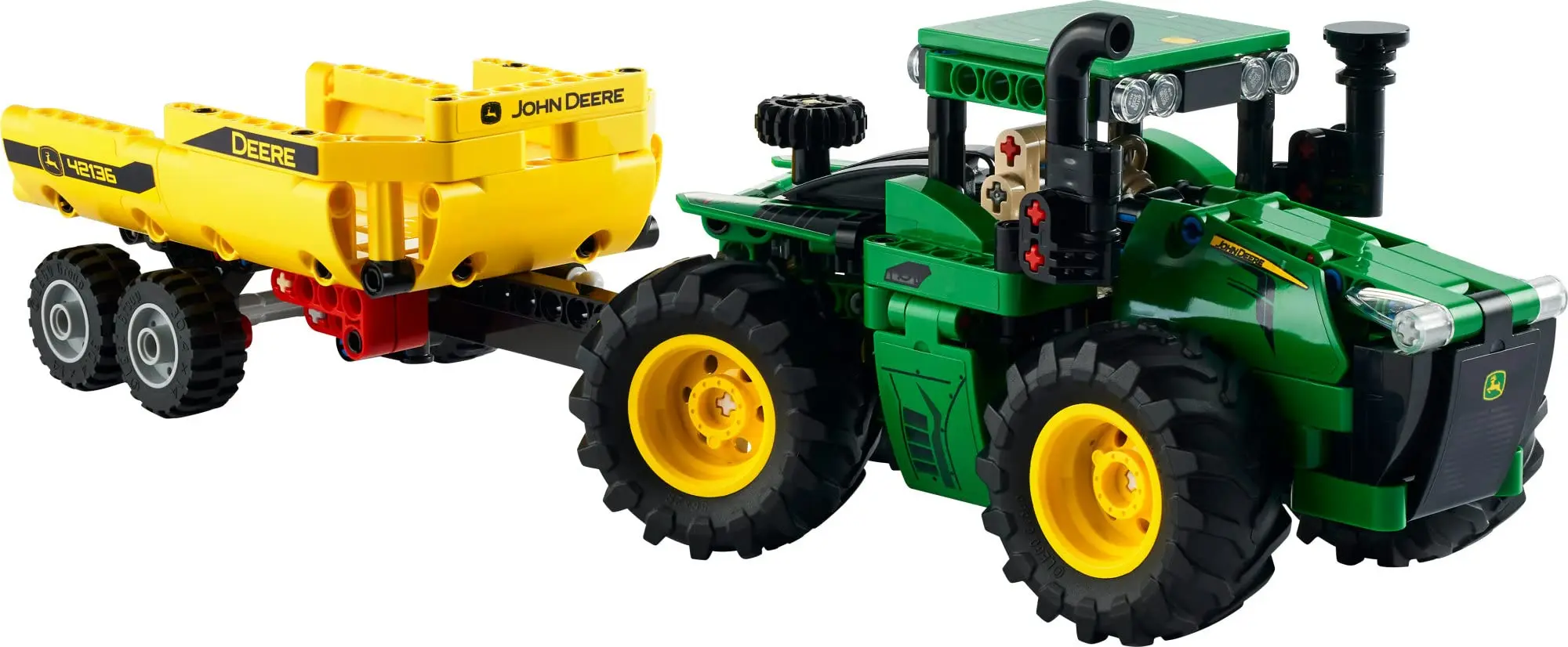 LEGO Technic John Deere 9620R 4WD Tractor Toy 42136 Building Bricks Collectible Model with Trailer Christmas Gift (390 Pieces)