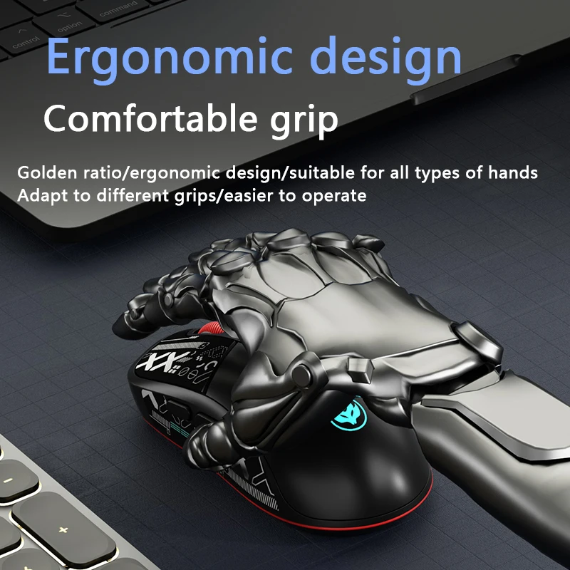 F30 Mouse Gaming Nirkabel 3 Mode Senyap 10000DPI1K Tingkat Kembali Tampilan Tingkat Baterai Mouse Bluetooth Pemrograman Makro