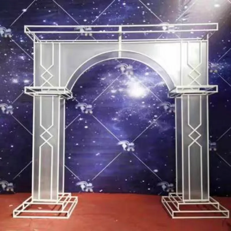 2024 New Shiny Square Screen Backdrop Shelf Wedding Arch Gold-plated Geometry Flower Door Stand Artificial Floral Decor Frame