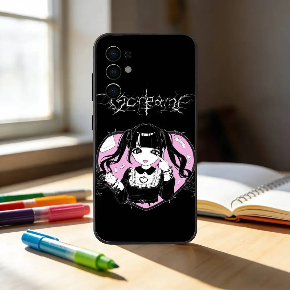 Love Black And Cute Emo Goth  Phone Case For Samsung S25,S24,S21,S22,S23,S30,Ultra,S20,Plus,Fe,Note,10,9,5G Black Cover - view 4