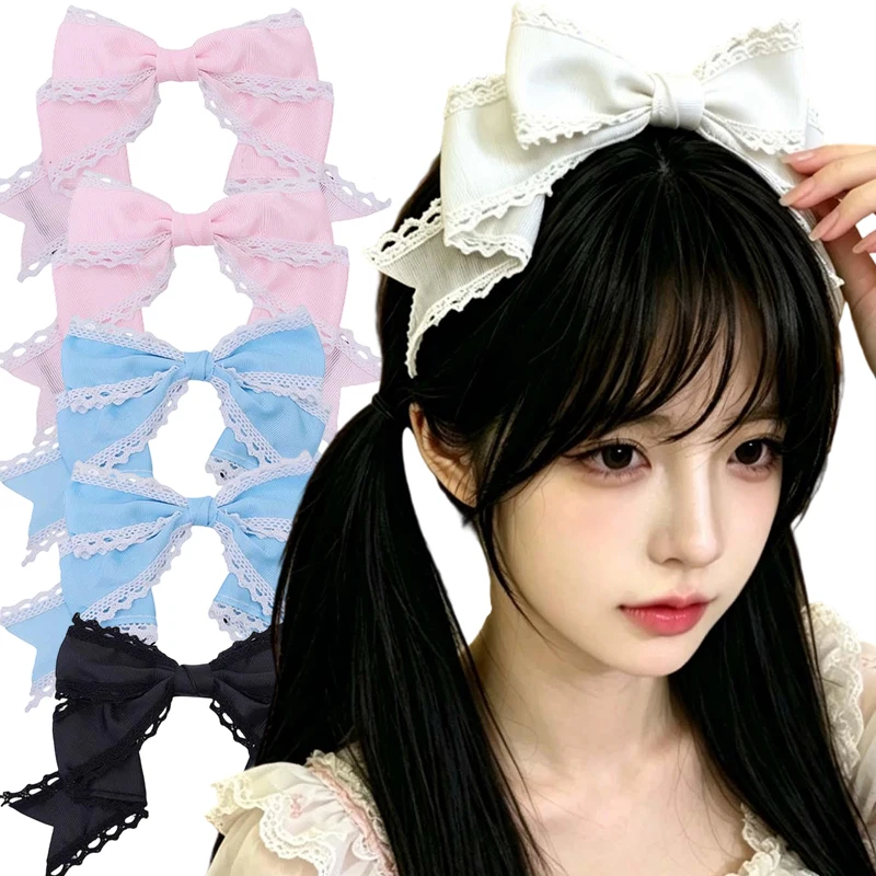 Übergroße Haarschleife, große Stoff-Haarschleife mit Alligator-Clip, süßes, gotisches Haar-Accessoire für Damen, Mädchen, Cosplay, Party – Detail 2