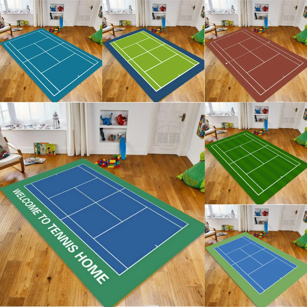 

Tennis Sport Tennis Court Pattern Carpet Multi-color Anti Slip Rug Living Room Bedroom Entrance Rug Durable Beautiful Carpet