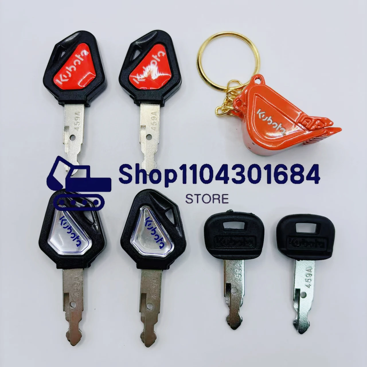 2 Pcs Heavy Equipment 459A Ignition Key for Kubota U15/30/135/155/161/163 Excavator Keychain Key Digger ELI80-0101 RC411-53933