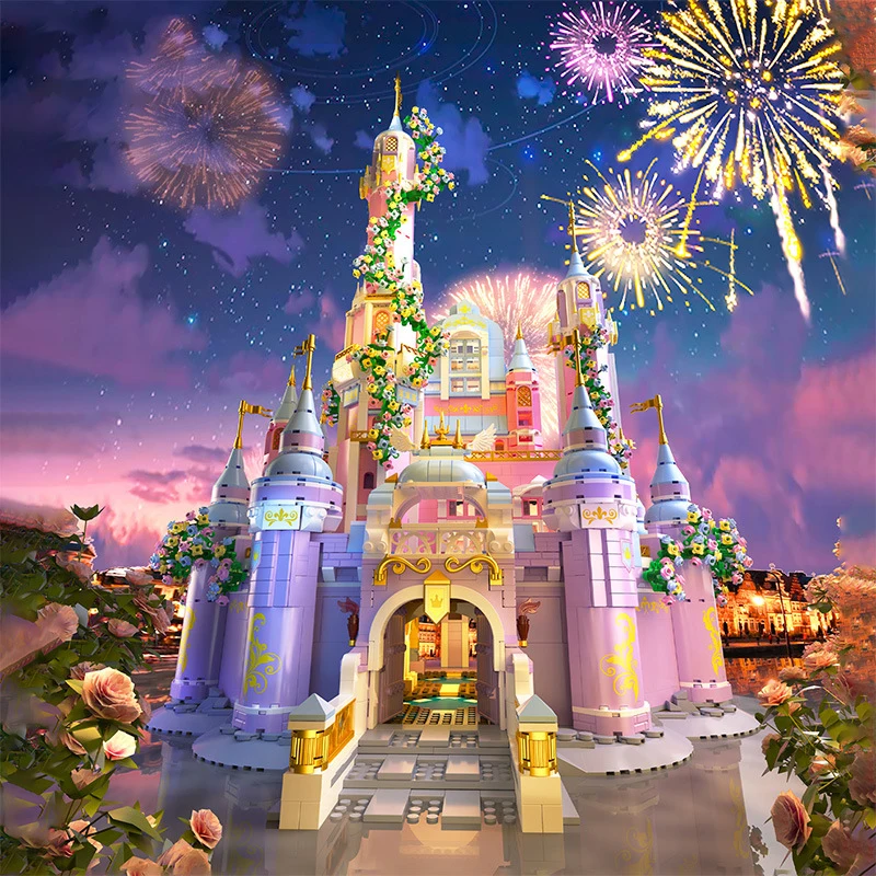 

Girls Pink Castle Princess Micro Building Blocks Kit Dream House Bricks Toys Fantasy Christmas Birthday Gift for Kids Girlfriend