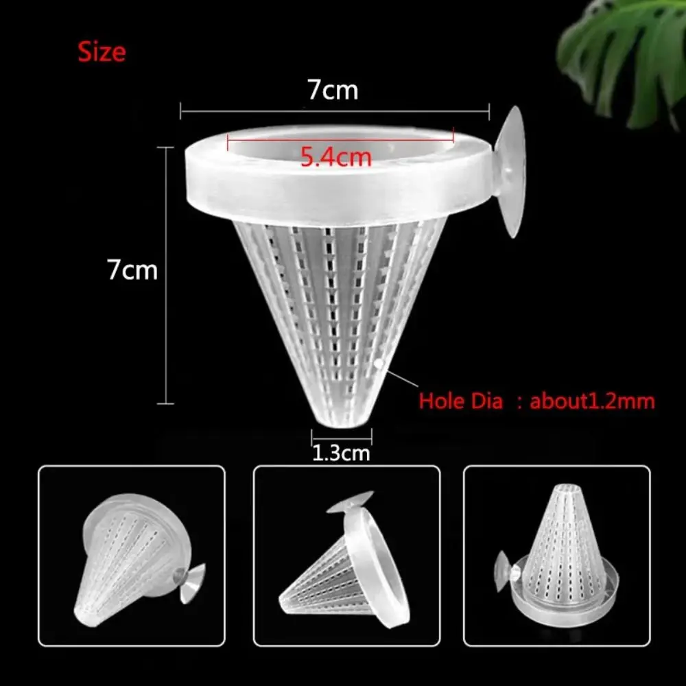 Plastic Automatic Feeder With Suction Cup For Aquarium Red Worm Feeding Fish Tank Cone Live Food Tapered Hopper Basket