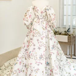 Vestidos de graduación glamorosos con estampado Floral, vestido de graduación de línea A, manga abullonada, vestidos de noche con escote Corazón, ropa para ocasiones especiales