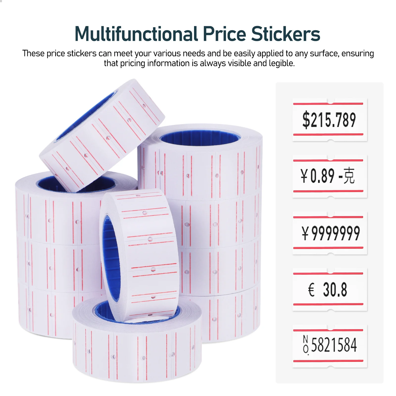 10 لفات من ملصقات بطاقات السعر الواضحة ورق ملصقات ذاتي اللصق للتسعير الدقيق في متاجر البيع بالتجزئة ومحلات المجوهرات ووقت الاستخدام الطويل #2