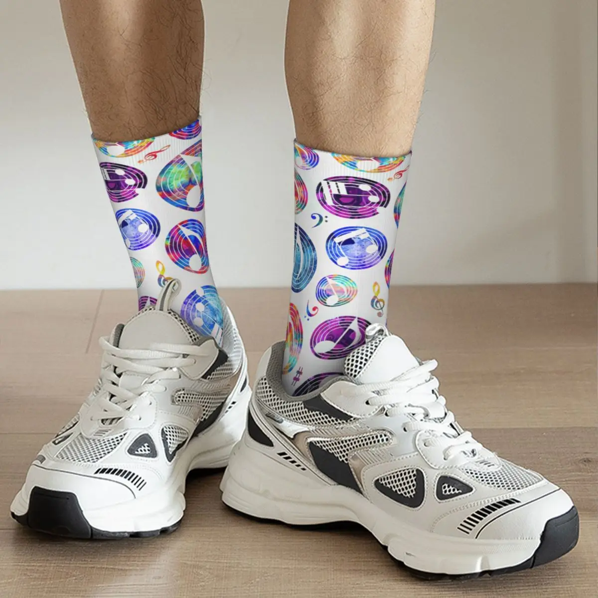 Chaussettes unisexes pour adultes, motif musical, couleur sur toile, chaussettes pour hommes et femmes