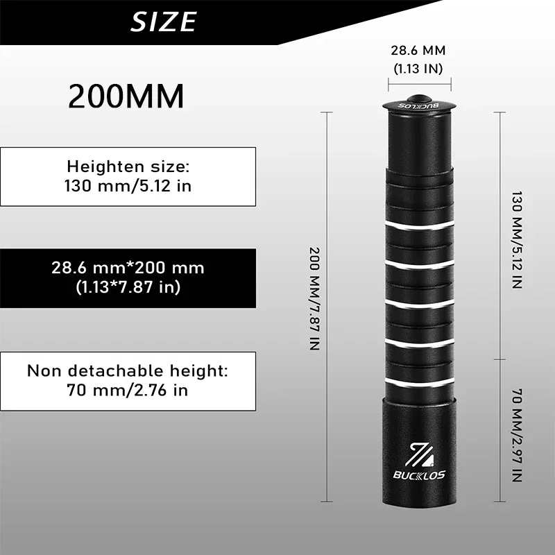 BUCKLOS Fahrrad Vorbau Höhe Extender 100/120/135/180/210 MM Aluminium Legierung Lenker Rise Up Adapter 28,6mm Zyklus Zubehör