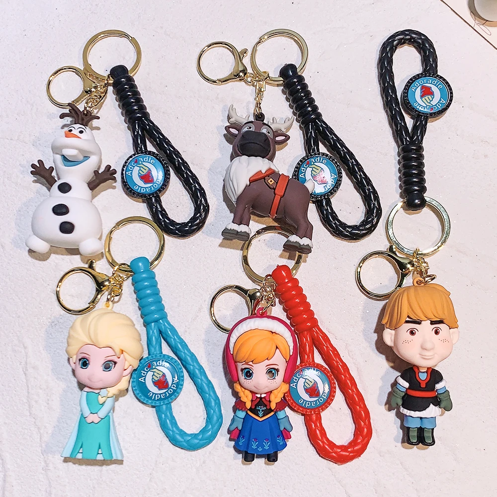 Disney Frozen Keychains Elsa Anna Anime Kristoff Olaf Key Ring Collection Doll Bag Car Keychain Christmas Birthday Gifts