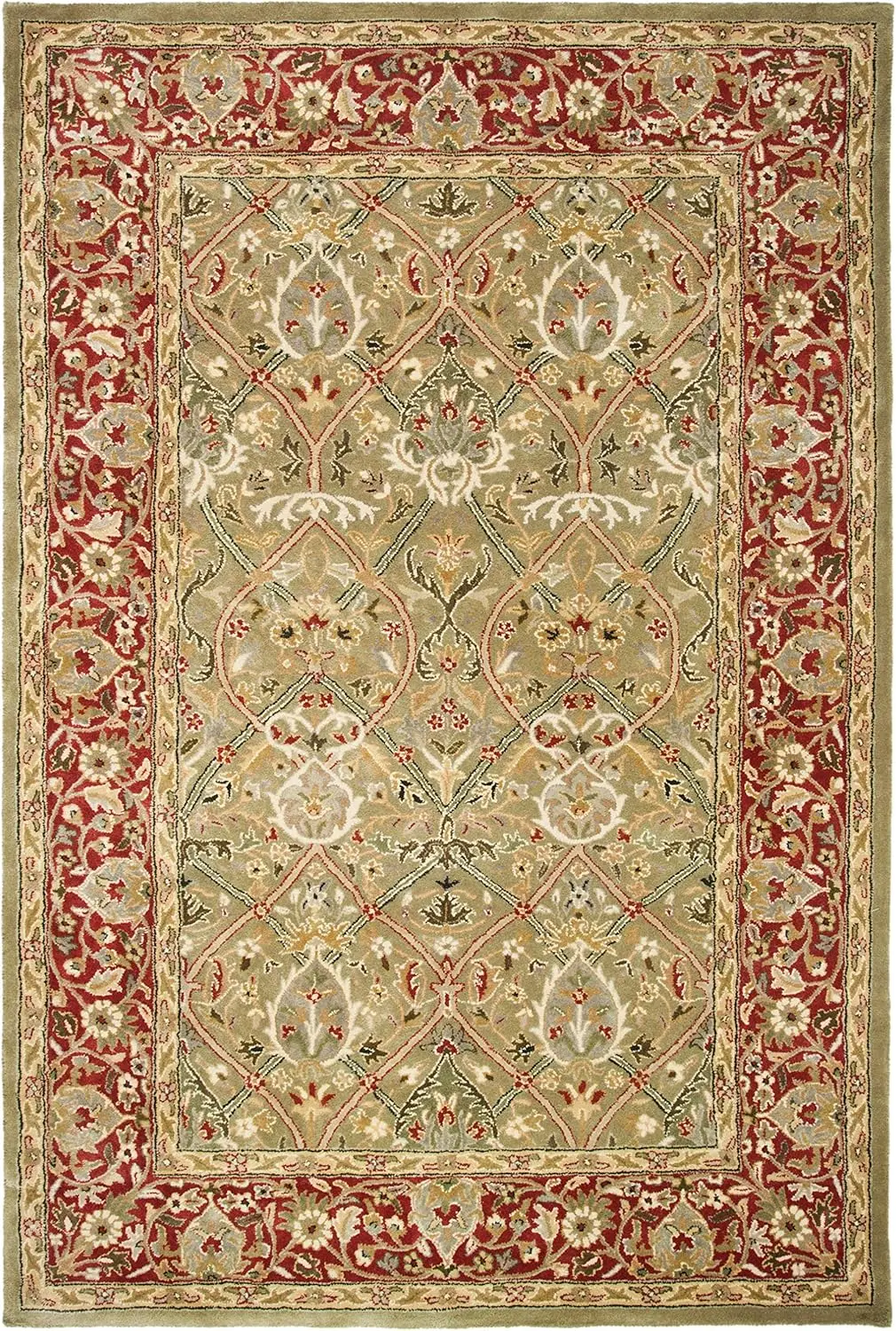 Safavieh Persian Legend Collection Area Rug - 6' X 9', Light Green & Rust, Handmade Traditional Wool, Ideal For High Traffic