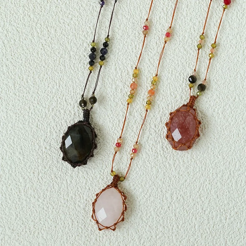 Europe America Natural Stone Crystal Necklace Woman Summer Vacation Jewelry Accessories