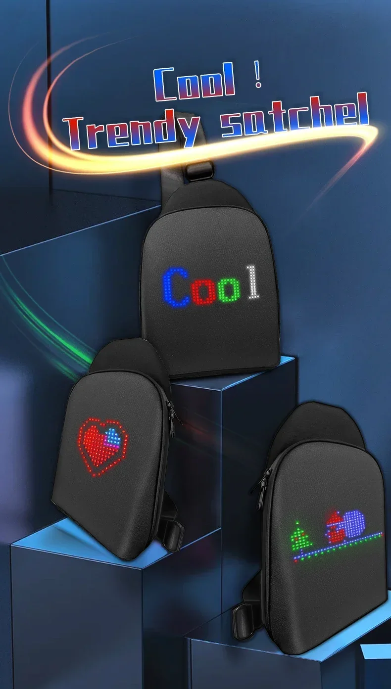 LED Messenger Bag Chest Sling Bag Display Led Bag APP Control Smart Pixel LED Backpack For Women Men DIY Graffiti Dynamic