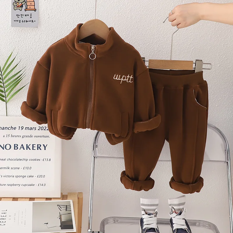 

Новая зимняя одежда для малышей, комплект одежды для девочек, детская толстая теплая куртка для мальчиков, штаны, 2 шт./компл., одежда для младенцев, спортивные костюмы для малышей