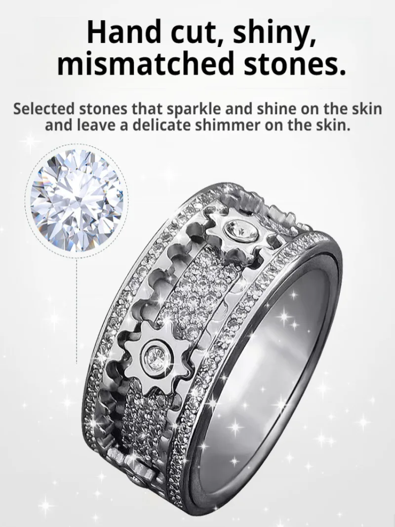 

Мужское и женское парное кольцо со звездным колесом, пара колец, вращающееся кольцо в стиле розового золота