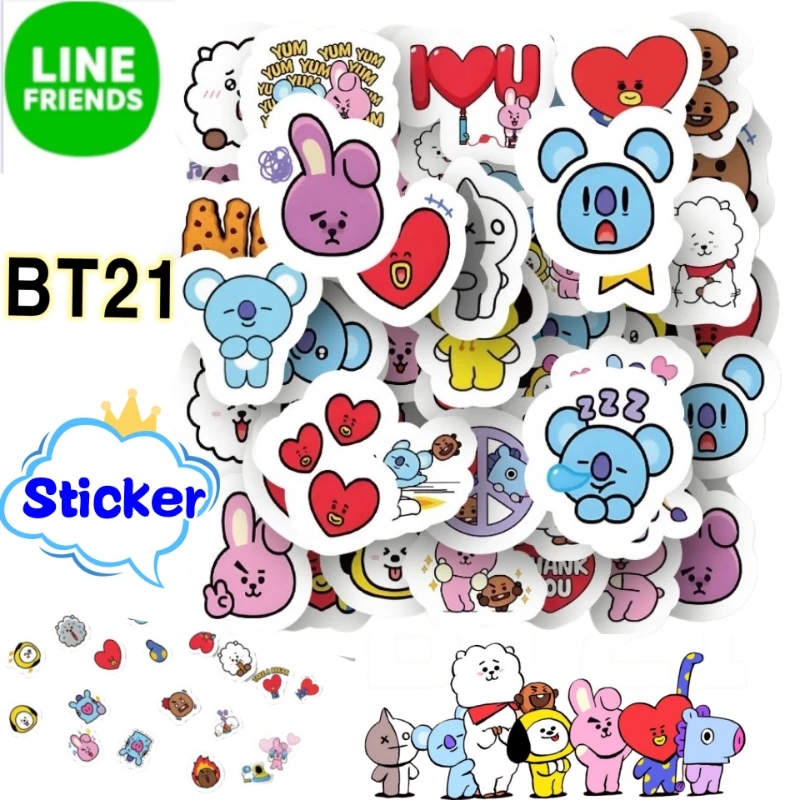 

LINE FRIENDS BT21 Chimmy Koya Mang Personalized Creative Stickers for Water Bottles Notebooks High-Value DIY Decorative Stickers
