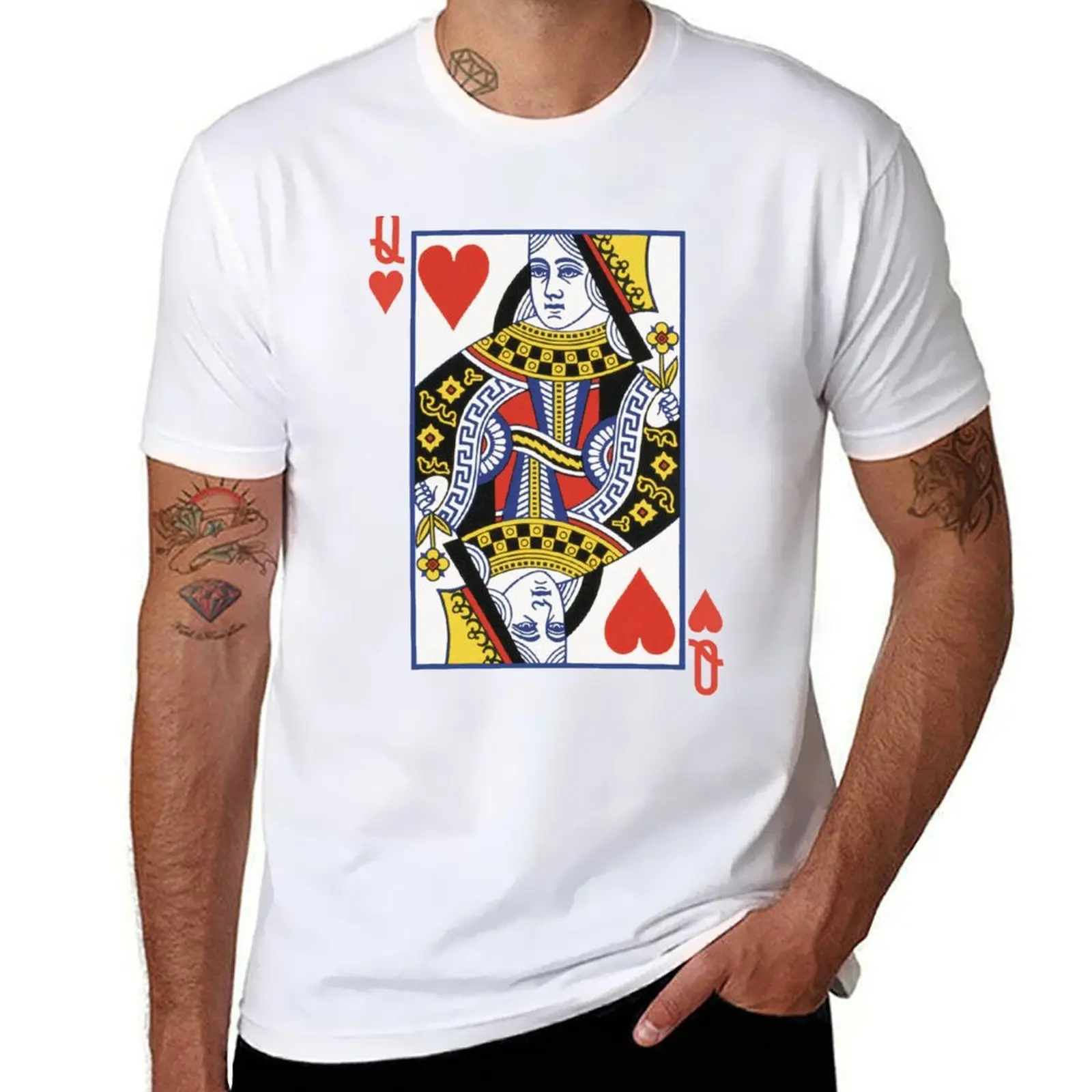 

Queen of Hearts Graphic Playing Cards Gifts T-Shirt oversize t-shirts man Clothing tees funny costumes black t-shirts for men