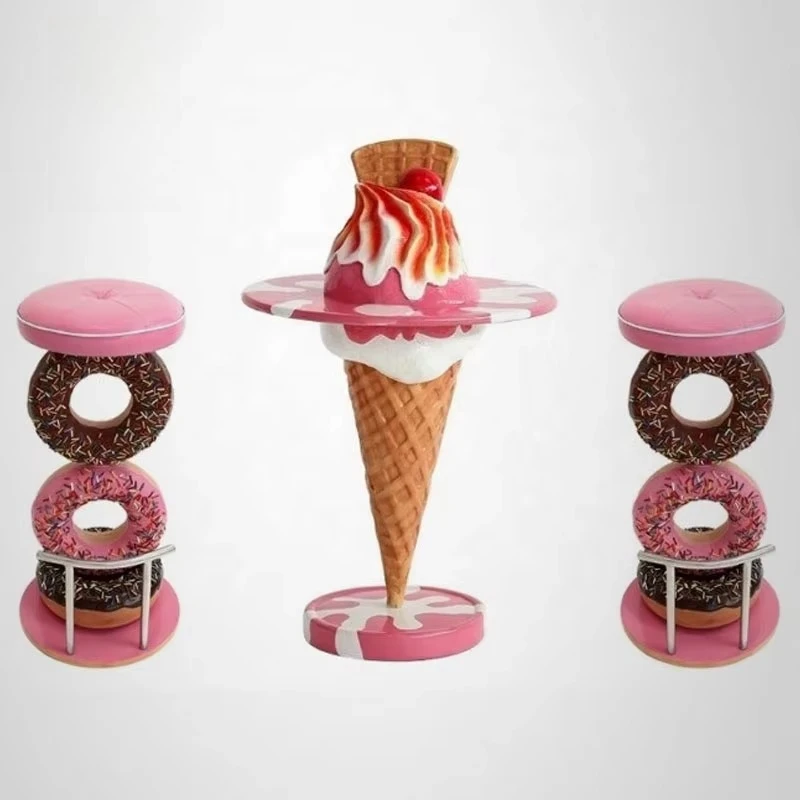 

Shop Decoration Large Ice Cream Tables and Chairs Fiberglass Ice Cream Shop Furniture