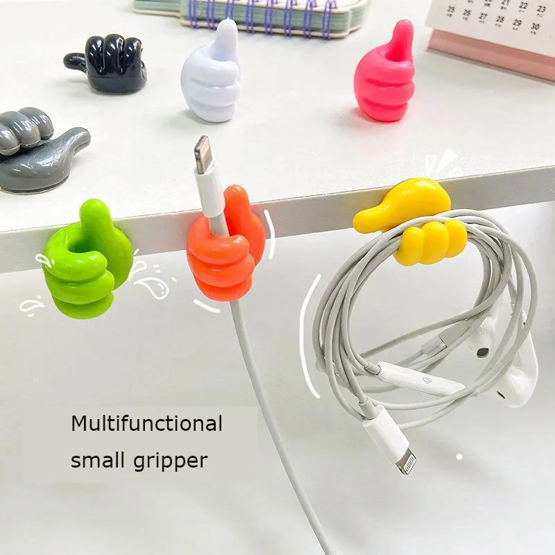 10Pcs Silicone Thumb Wall Hooks Self-Adhesive Thumb Cable Organizer Clips Key Hook Multi-Function Wall Hangers Storage Hooks