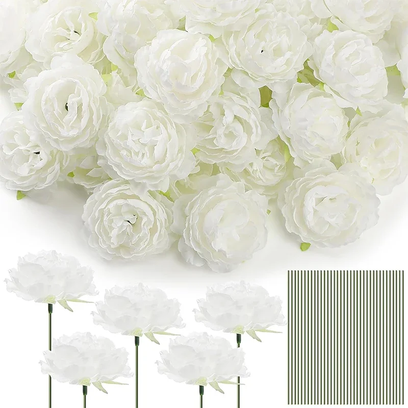 20/40 Stück Künstliche Pfingstrosen-Blumensträuße aus Seide für Heimdekoration, Garten, Hochzeit, Brautdekoration, DIY-Vasenzubehör – Detail 10