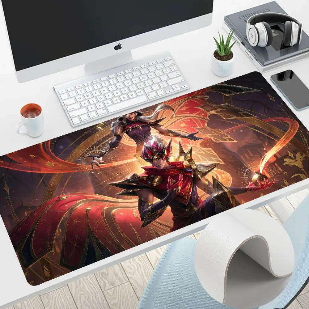 Tapis de souris X-Xayah X-Xerath XinZhao, 600x300mm, grand format, imperméable, en cuir PU, pour bureau et gamer