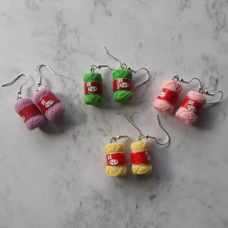 Fun Balls of Yarn Women's Earrings Personalized Cute Resin Accessories DIY Handmade Jewelry Tailors Gifts