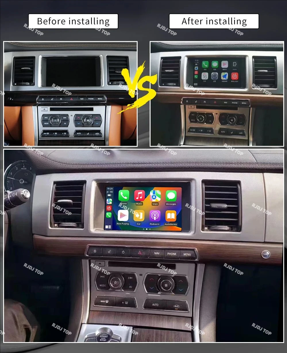 NEW For Jaguar XF X250 2007-2015 Wireless CarPlay Navigation Android 14.0 Touch Screen Car Multimedia GPS Audio Radio Stereo