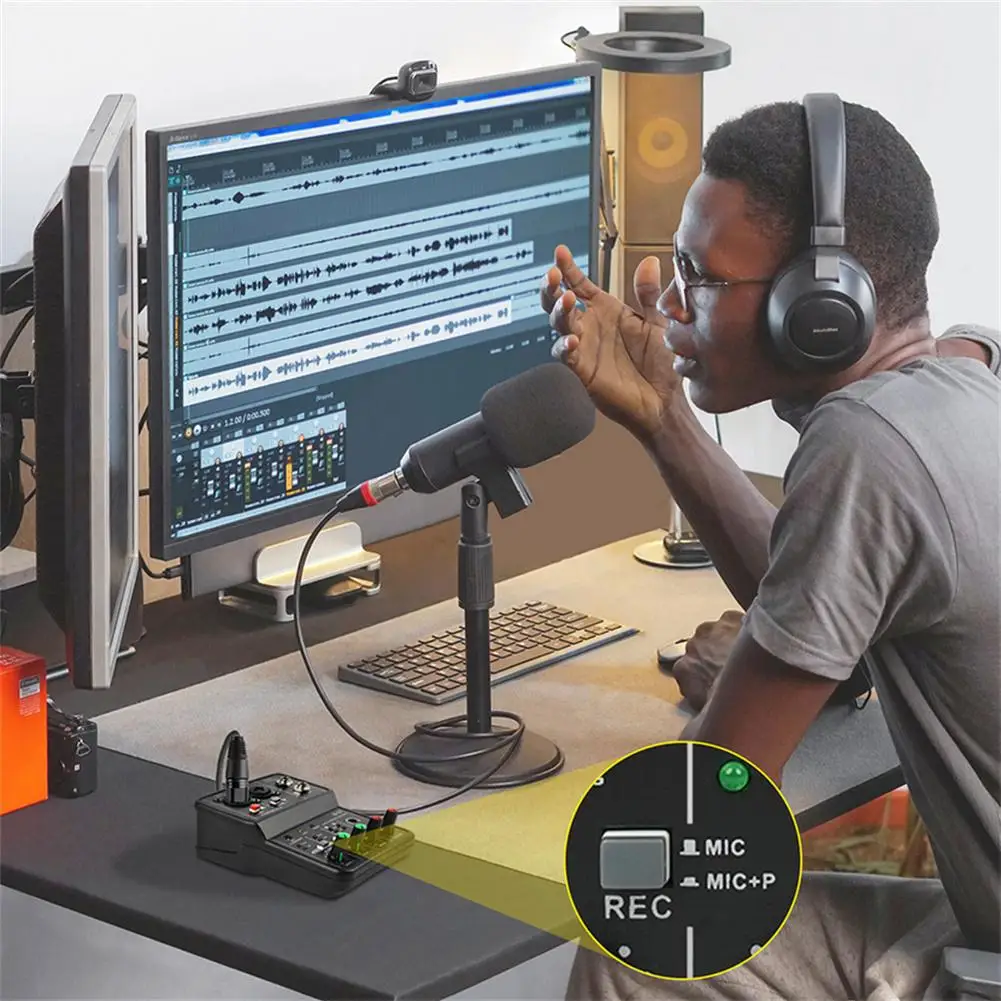 Q12 Universal Professional Audio Interface Sound Card For Computer Recording Electric Guitar Studio Singing Audio Equipment