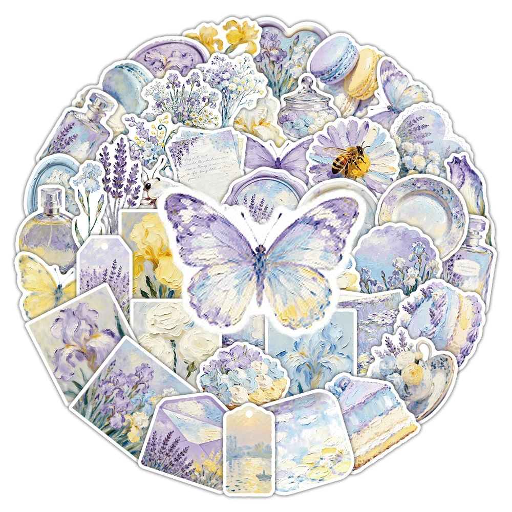 10/30/50pcs Monet Iris Graffiti Stickers Oil Painting Aesthetic Art Decals DIY Water Bottle Luggage Phone Cartoon Retro Sticker