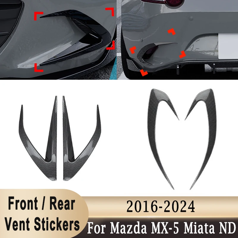 

Front / Rear Bumper Side Vent Frame Cover Sticker Fin Canards Splitter Decoration Trim Sticker For Mazda MX-5 Miata ND 2016-2024