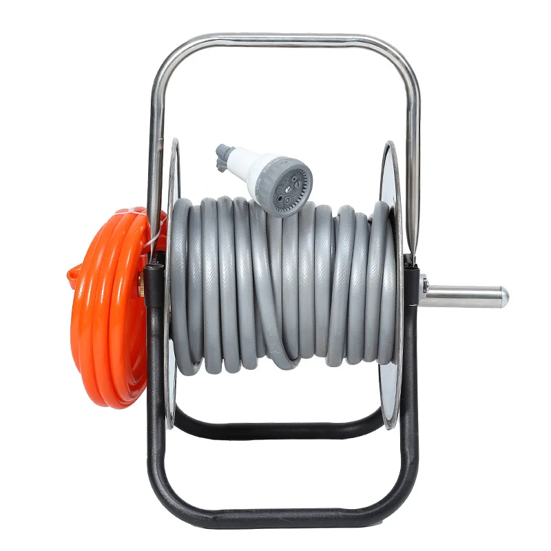 Metal Hose Reel with High Pressure Water Gun, Household Water Hose Set for Garden Watering, Car Washing & Cleaning