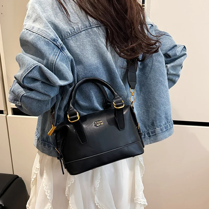 

2025 Vintage Boston Bag for Women PU Leather Tote with Shoulder Strap Spacious Crossbody Work Purse for Commute