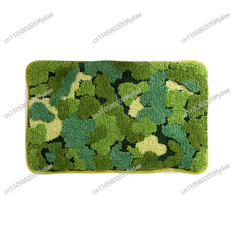 Light luxury flocked carpet moss bathroom floor mat soft microfiber washable absorbent door mat light luxury