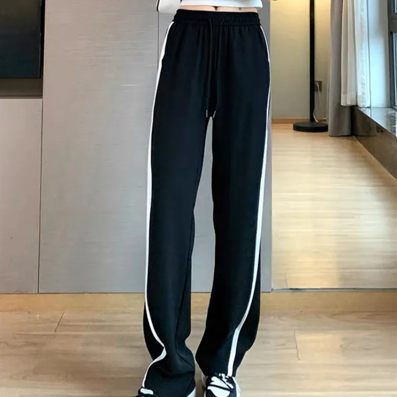 Women\'s Spring Autumn Sportswear Suit Korean Elegant Fashion Sports Long Sleeved Shirt+Suspenders+Wide Leg Pants Three Piece Set