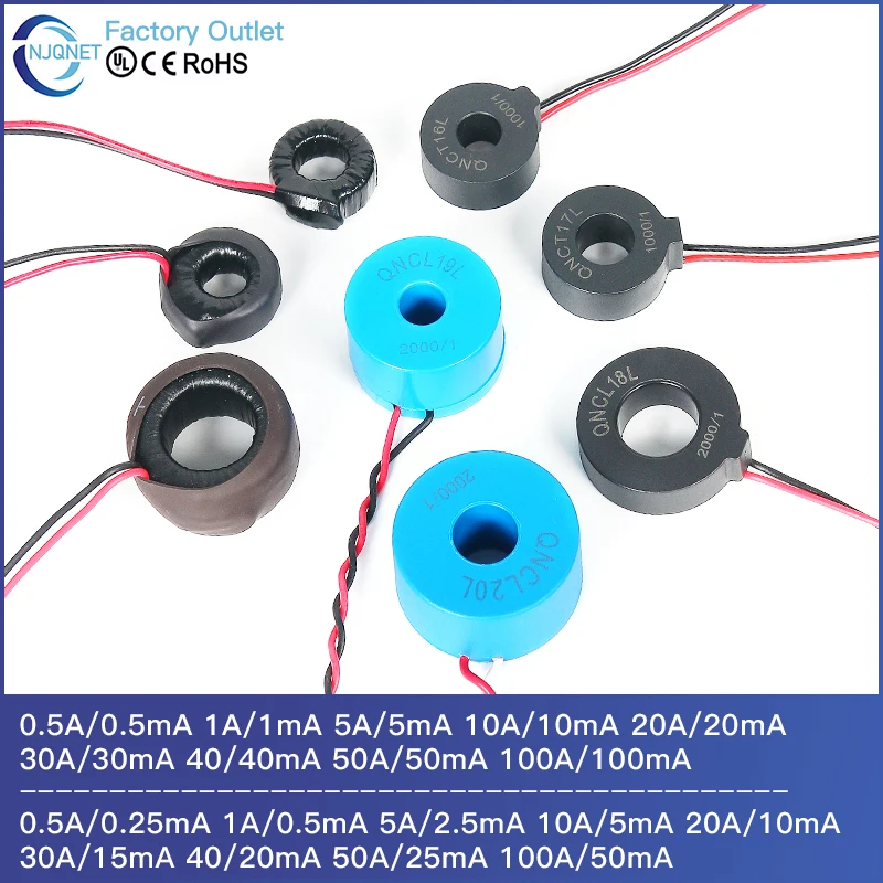 Micro Current Transformer 10A 5mA 1A 0.5mA 50A 25mA 100A 50mA 2000 1 Miniature Toroidal Current Transformer CT