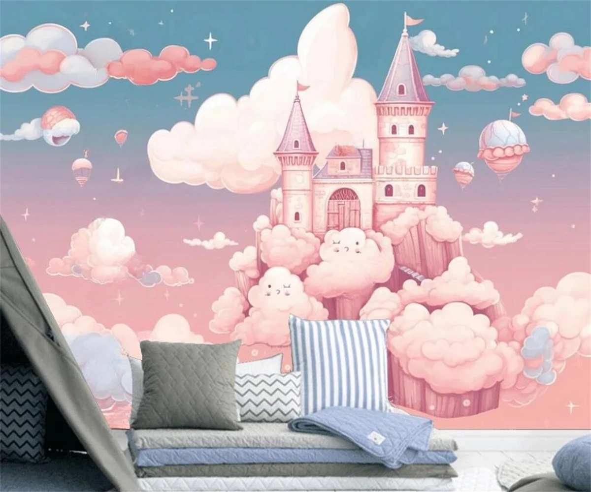 Custom wallpaper cartoon cute and fresh small animal castle children's room background wall mural home decoration 3d wallpaper