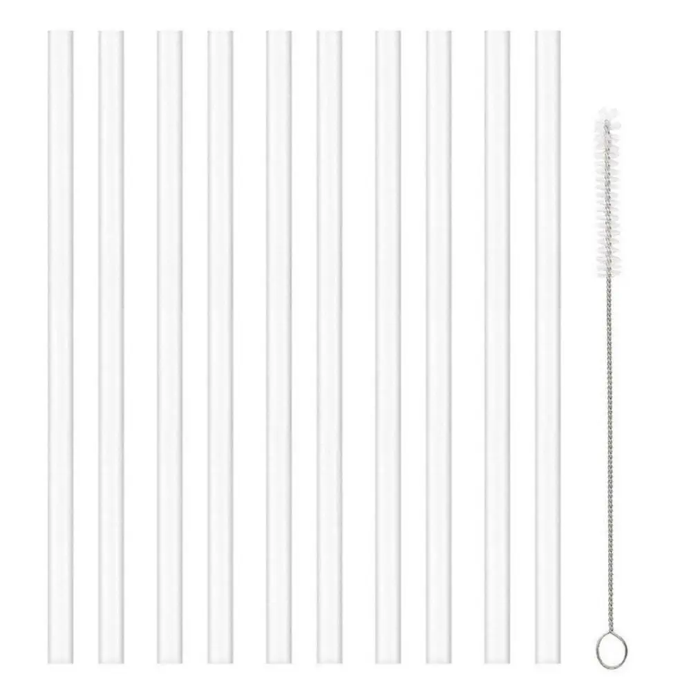 1Sets Durable Straight Plastic Straws Drinking with Brush Cup Straw Reusable 9mm Replacement Straw