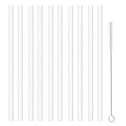 1Sets Durable Straight Plastic Straws Drinking with Brush Cup Straw Reusable 9mm Replacement Straw