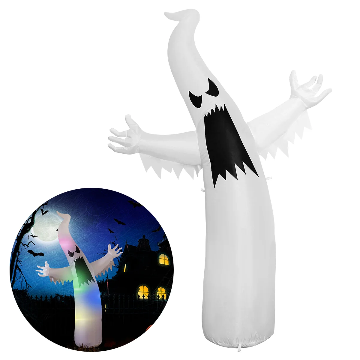 

YUNLIGHTS 18M Colorful LED Lighted Inflatable Spirit Air Blown Up Ghost Halloween Yard Decoration (US Plug)