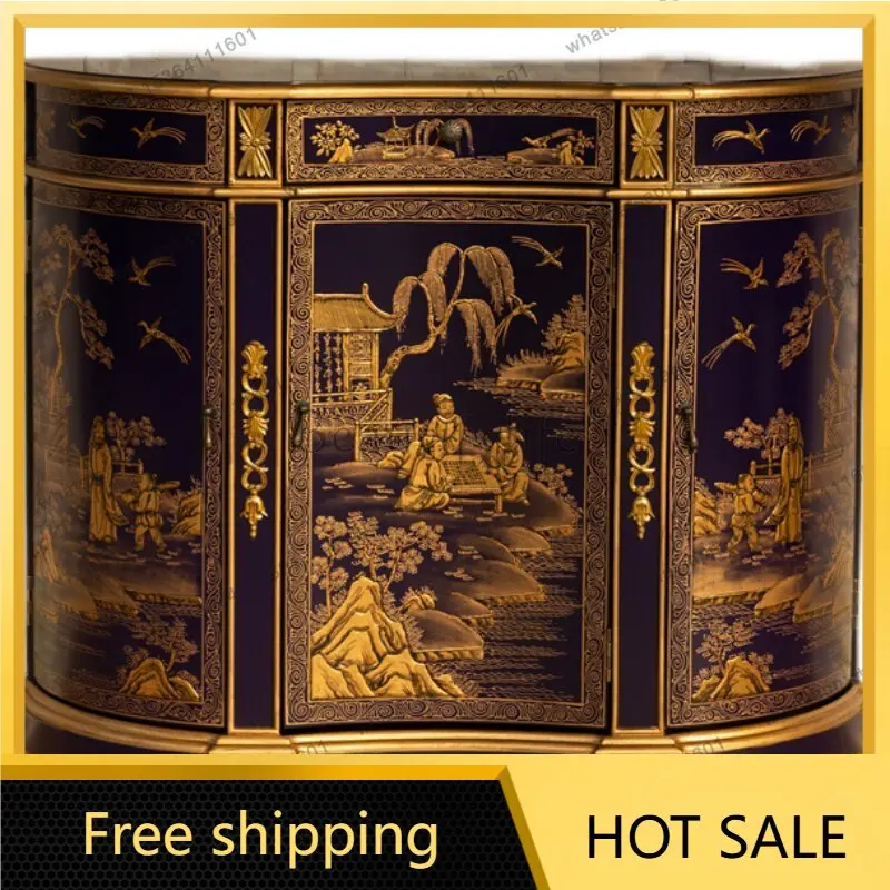 PJ neoclassical new Chinese style painted solid wood porch cabinet partition decorative cabinet