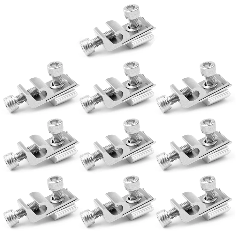 10 Pcs Grounding lug Solar Panel Fasteners Clips Cable Clamps with Nuts & Bolts